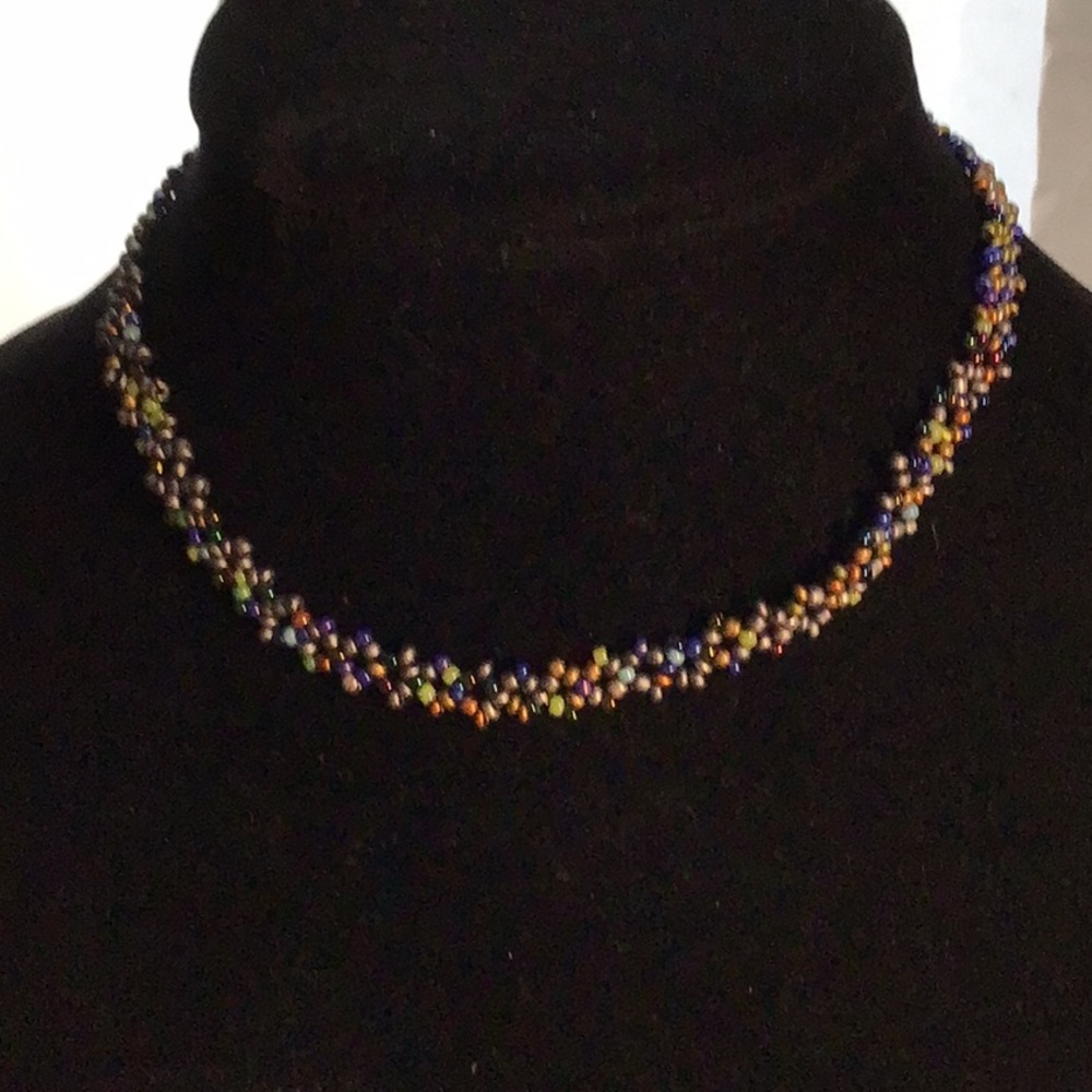 multi colored choker  ... I'd say fall colors, hand crafted, never worn ... no-3